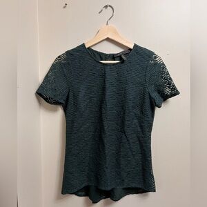 BCBGMAXAZRIA Cacey Lace Peplum Blouse Top Women’s Size M Emerald Green